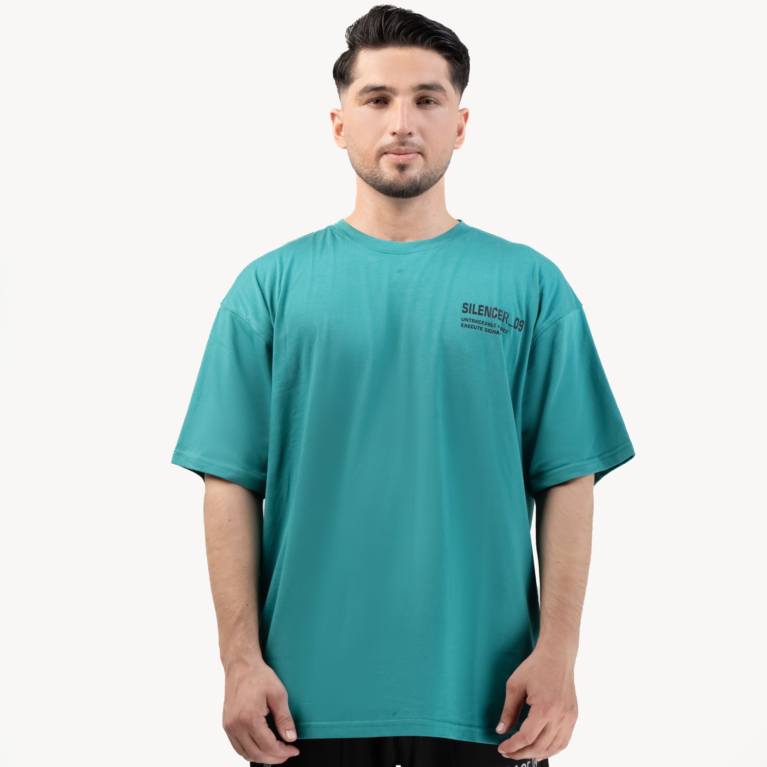 SILENCER 09 OVERSIZE TEE — ROUGE GREEN — back/alternate view, SILENCER 09 OVERSIZE TEE — ROUGE GREEN