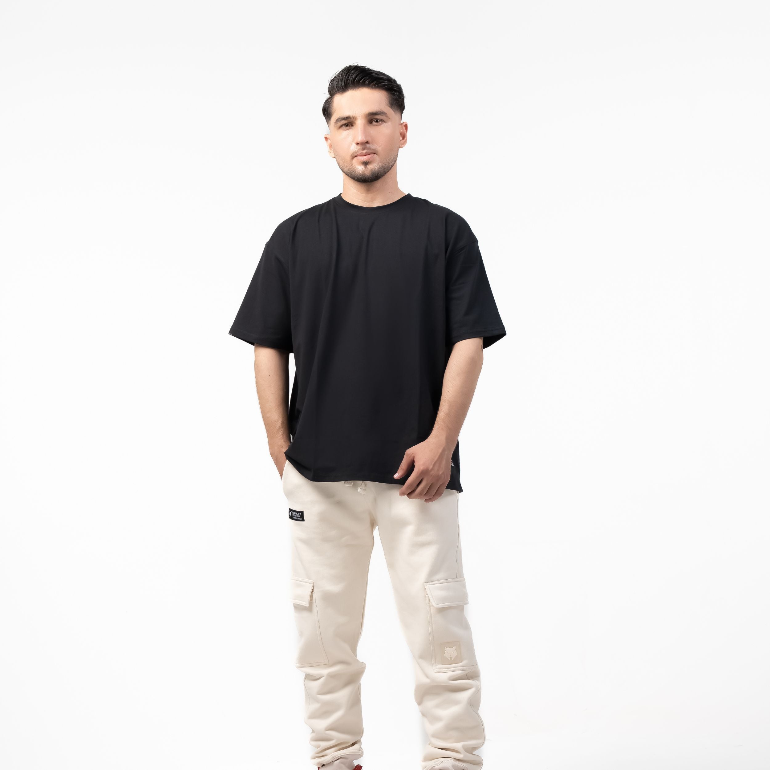 WOLFMODE_77 OVERSIZED TEE — WAR BLACK — Additional angle (6)