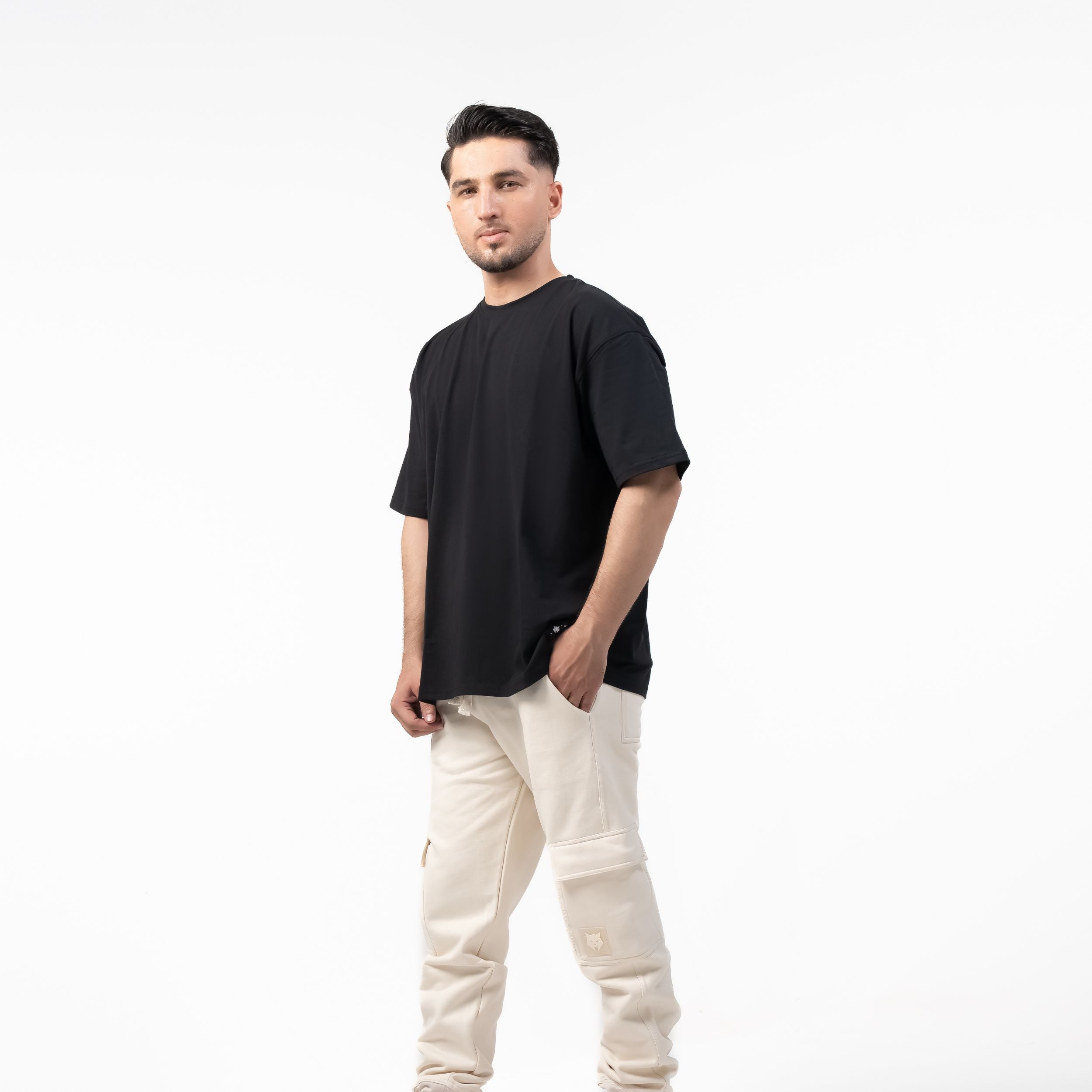 WOLFMODE_77 OVERSIZED TEE — WAR BLACK — Additional angle (4)