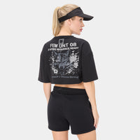 ALPHAFEM.08 CROP TOP — WAR BLACK