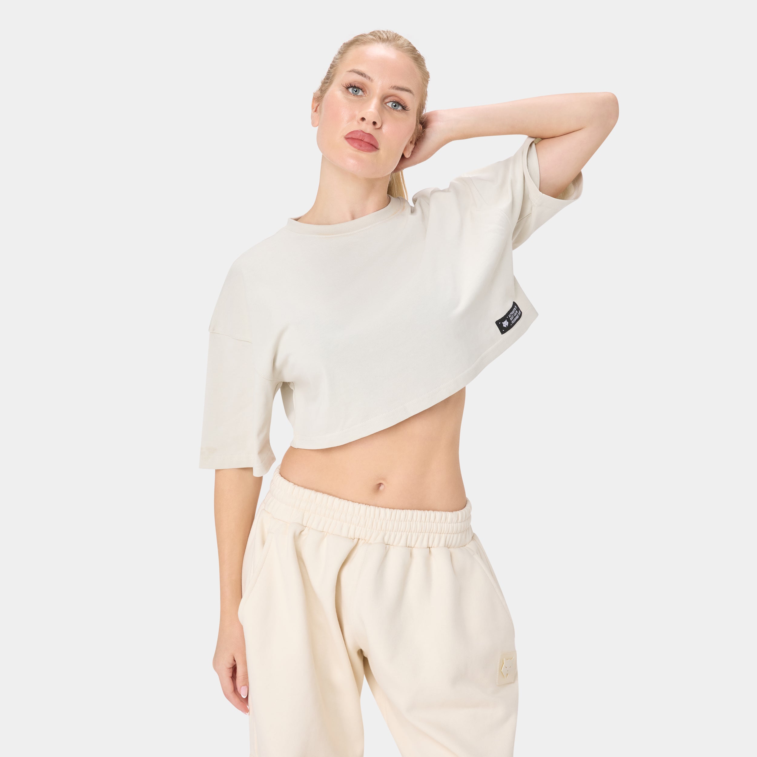 ALPHAFEM.08 CROP TOP — Tactical Beige — back