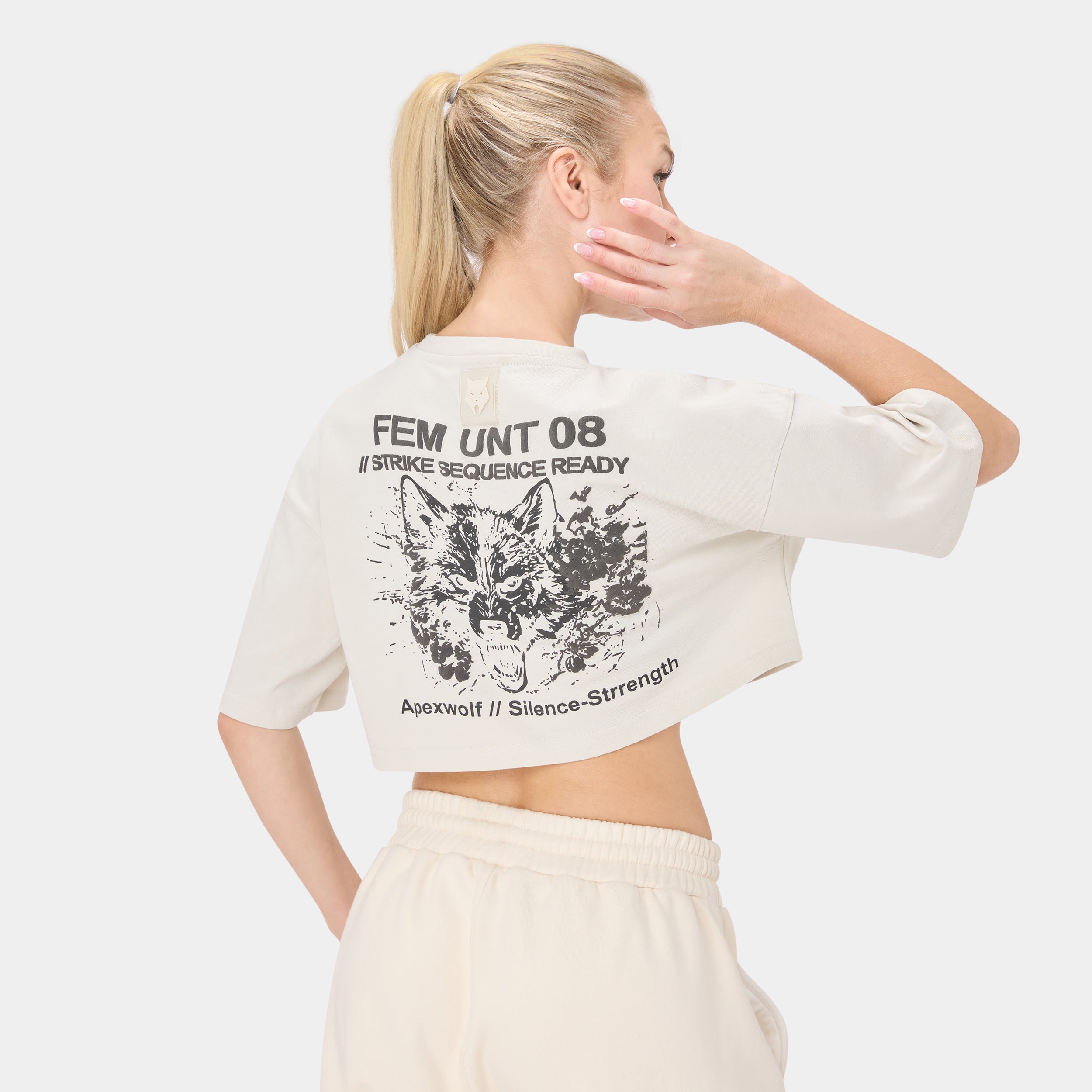 ALPHAFEM.08 CROP TOP — Tactical Biege