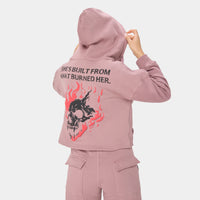 ALPHAFIRE CROP HOODIE — STORM ROSE