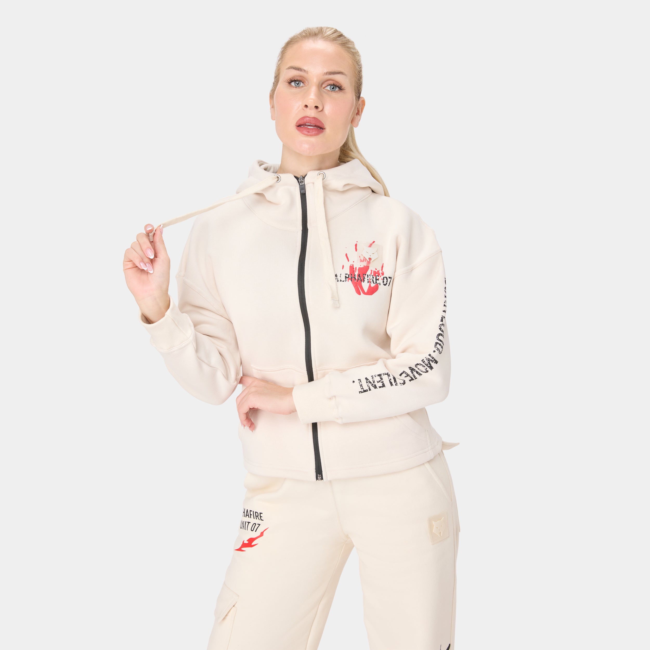 ALPHAFIRE CROP HOODIE — TACTICAL BEIGE Black - ApexWolf Canadian Tactical Performance Wear