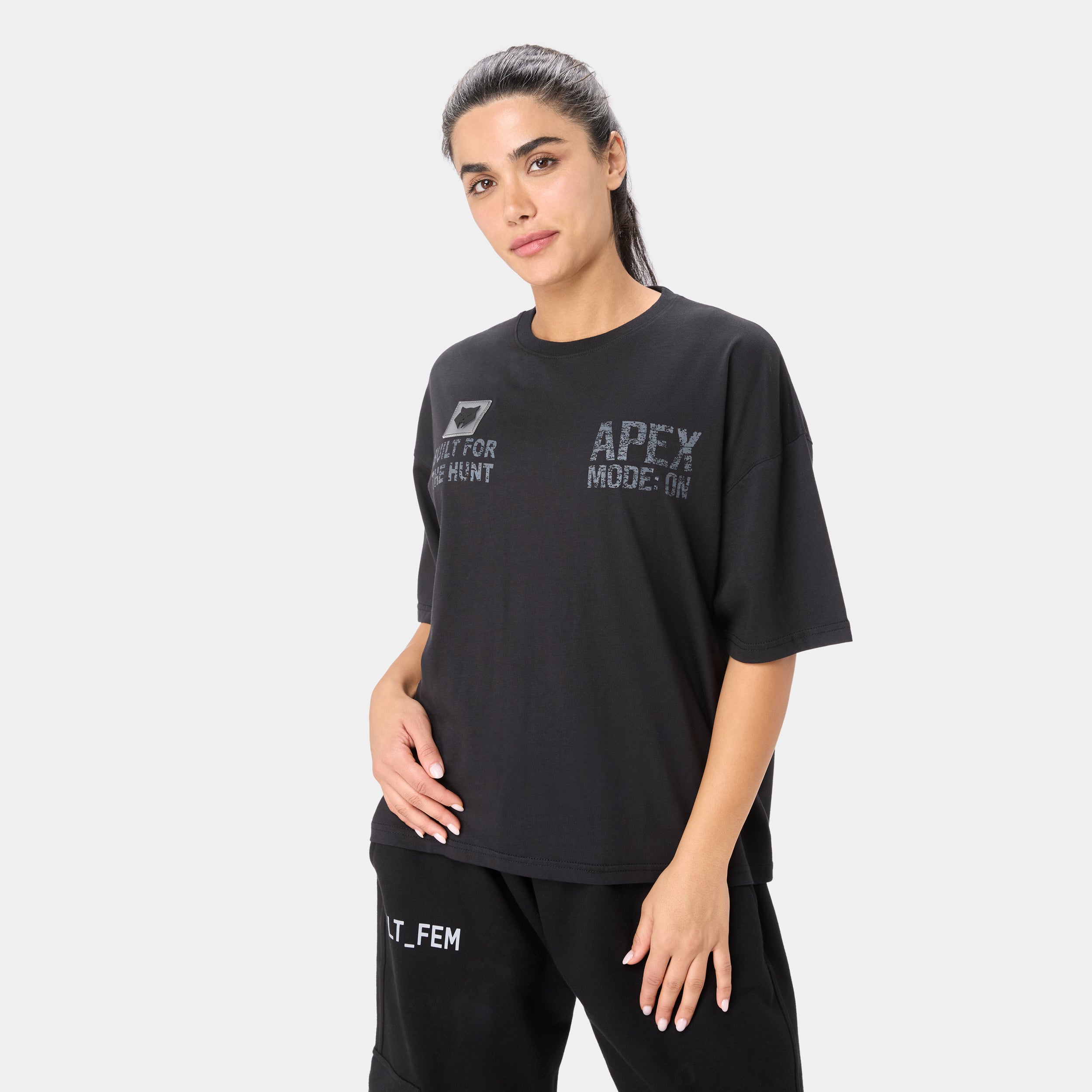 APEXMODE OVERSIZED T-SHIRT — WAR BLACK — alternate angle/detail