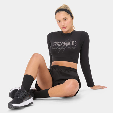 CTRLFORM_03 CROP TOP — WAR BLACK