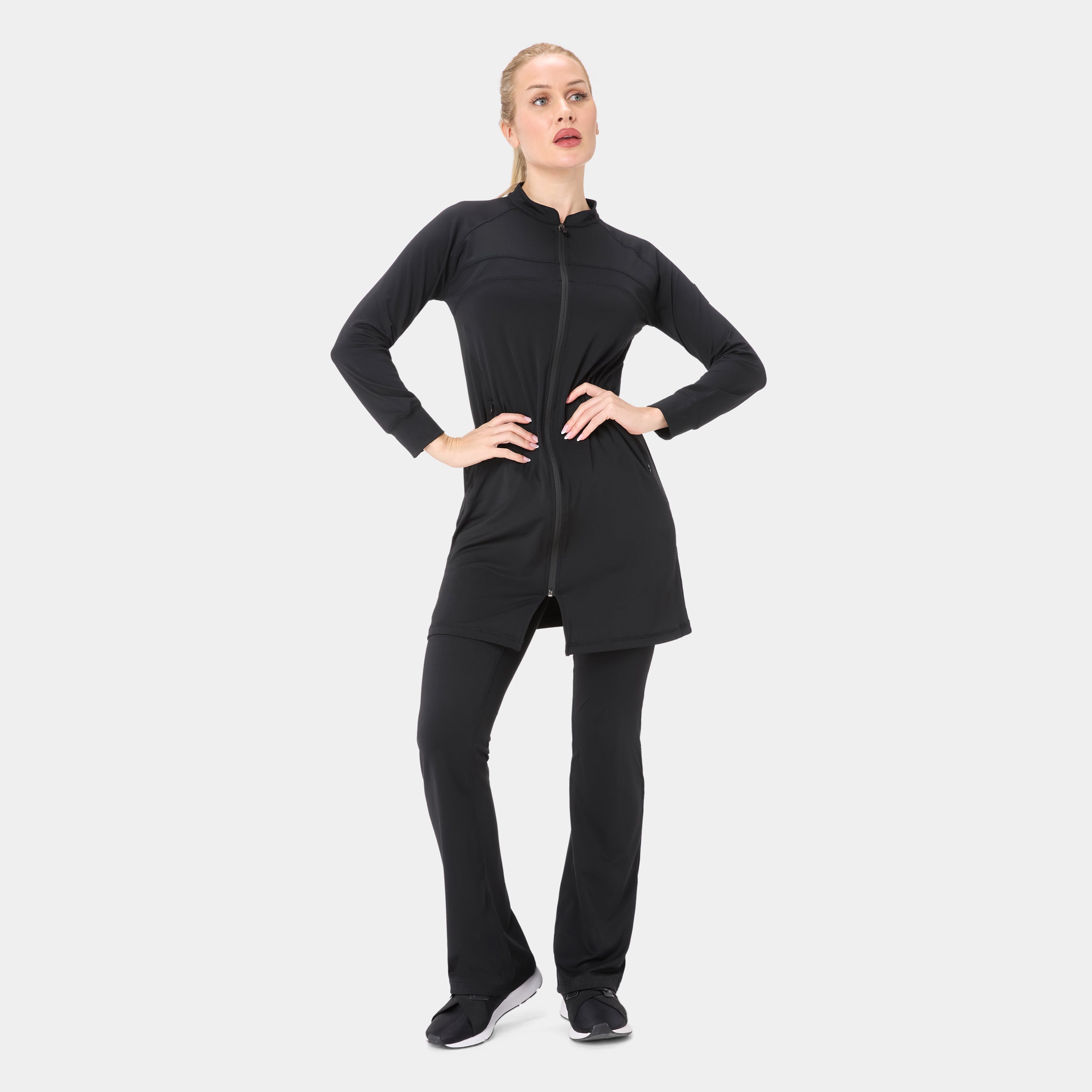 Onyx Raglan Top - War Black — side/detail view, Onyx Raglan Top - War Black