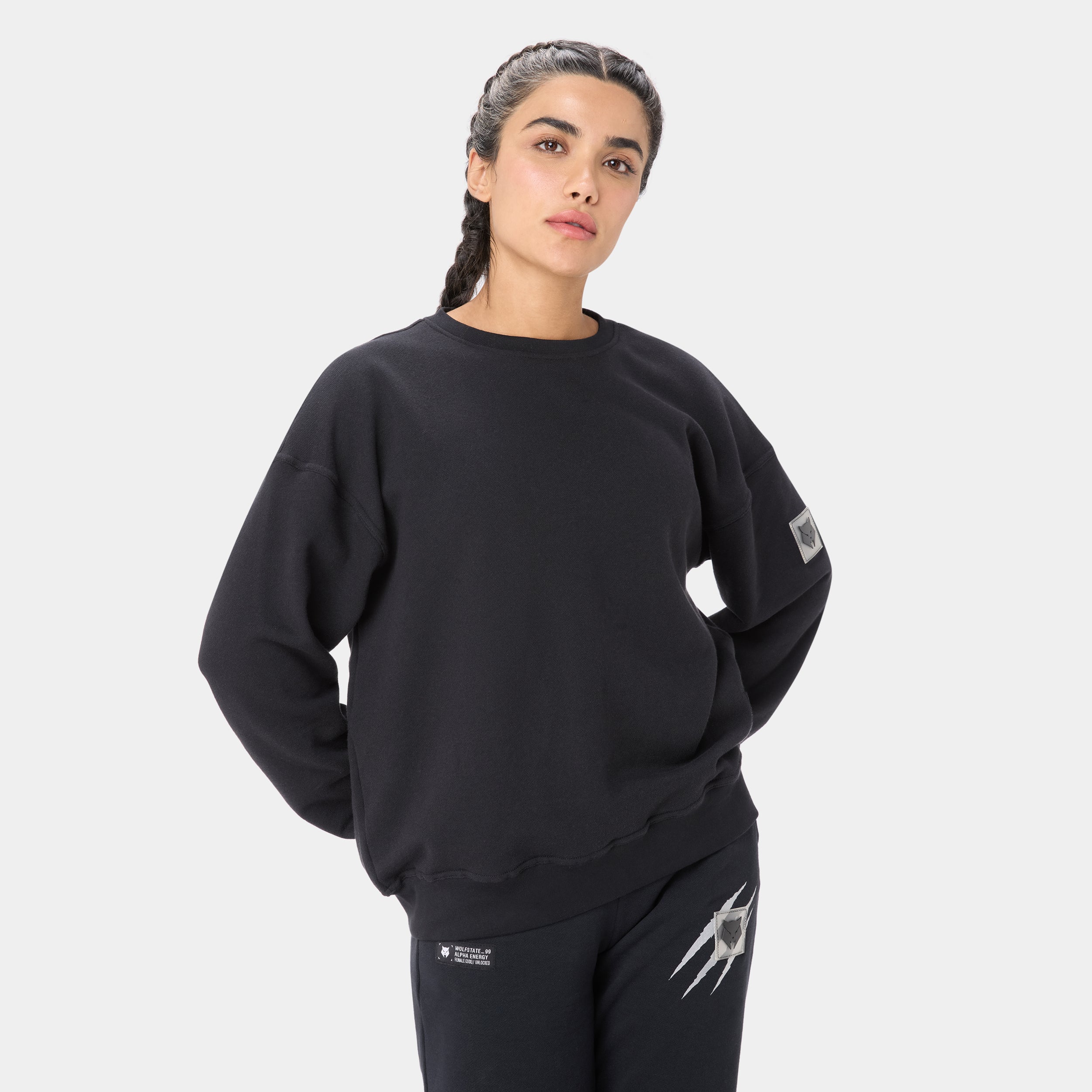 WOLFSTATE_99 CREWNECK — WAR BLACK