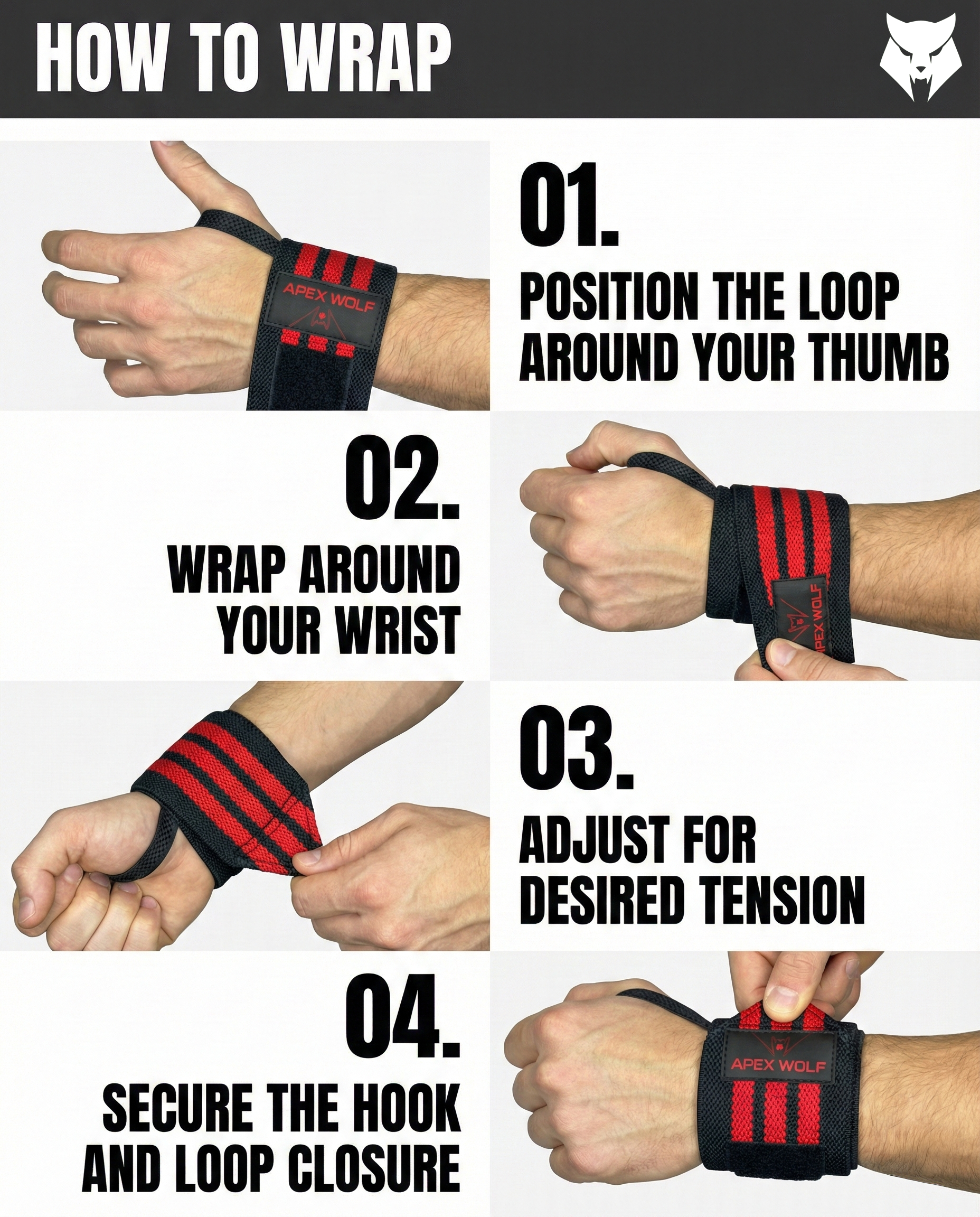 Battle Wrap Wrist Straps (Pair) - Red — alternate angle/detail