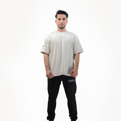 OPERATOR_77 OVERSIZED TEE — TACTICAL BEIGE — angle 4 view, OPERATOR_77 OVERSIZED TEE — TACTICAL BEIGE