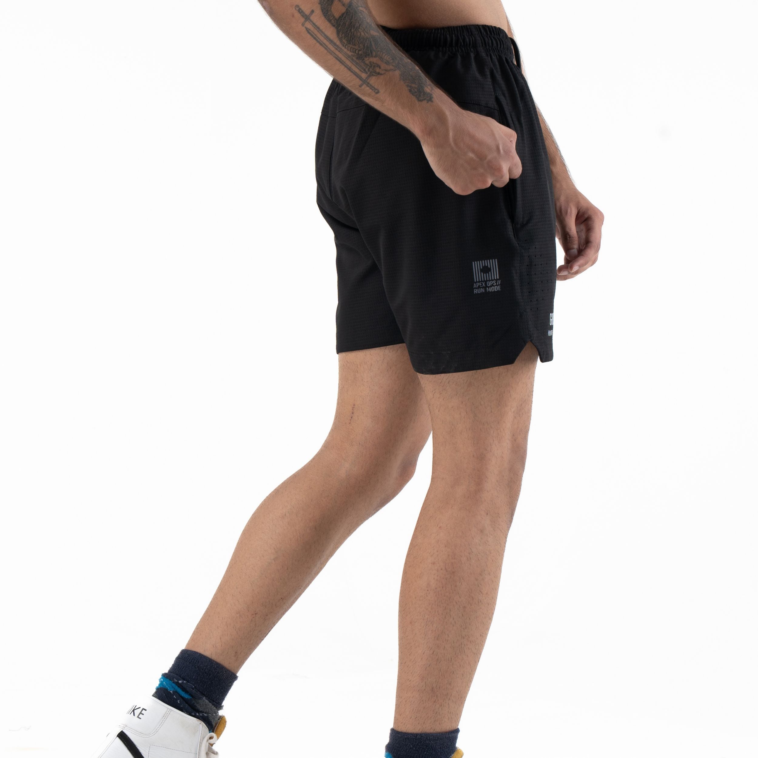 Black|GRIDFORCE_07 Training Shorts – 7” Inseam | Black — Side/detail angle