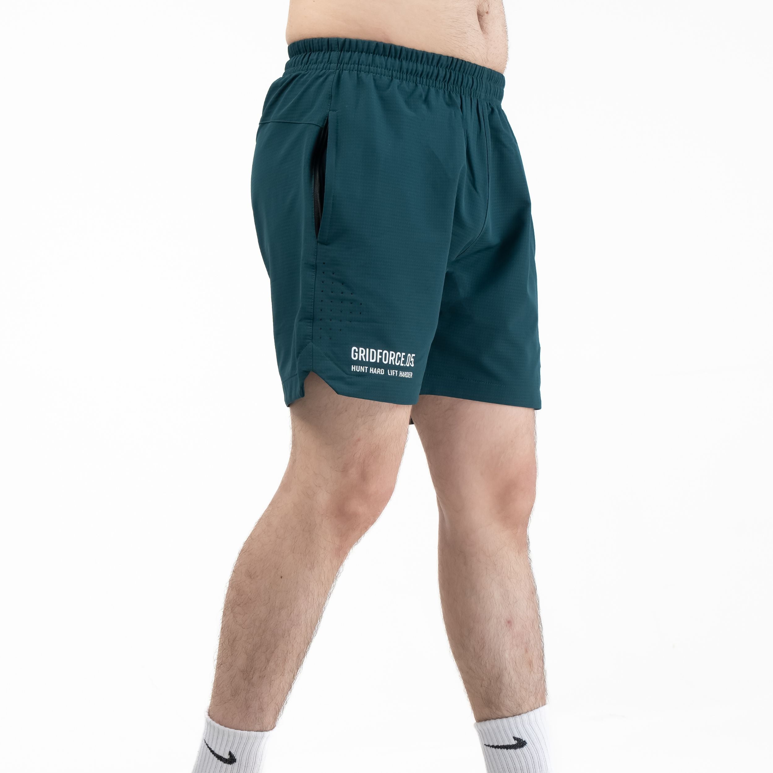 Green|GRIDFORCE_05 Training Shorts — 5” Inseam | Green — Back/alternate angle