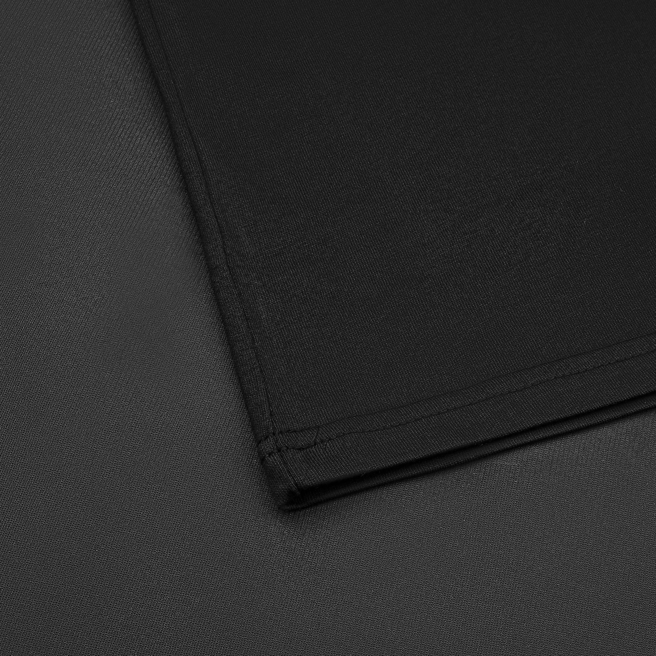 OPERATOR_77 OVERSIZED TEE — WAR BLACK — Flat-lay close-up, black tee hem stitching and fabric texture detail shot