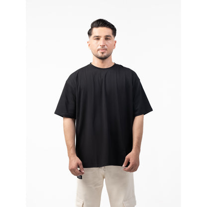 WOLFMODE_77 OVERSIZED TEE — WAR BLACK