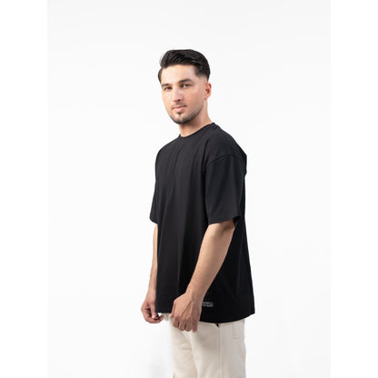 WOLFMODE_77 OVERSIZED TEE — WAR BLACK