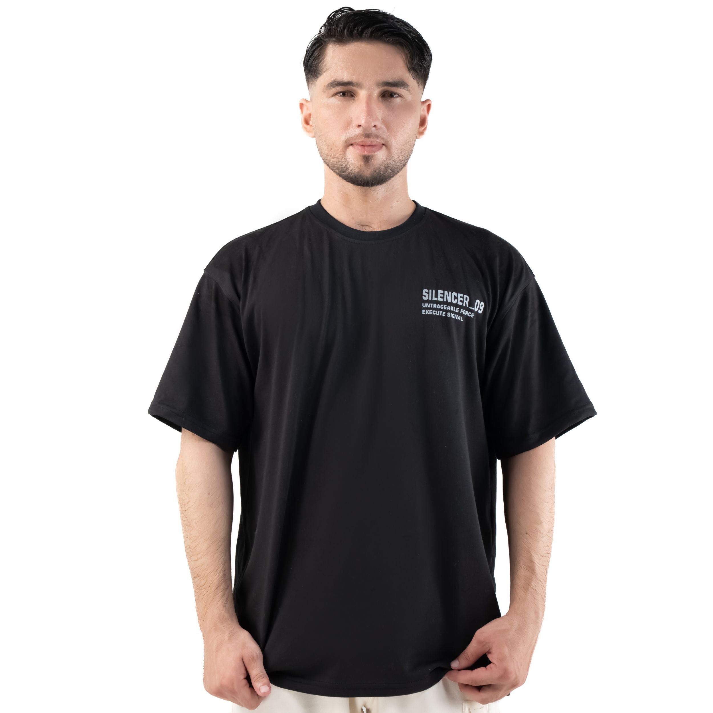 SILENCER 09 OVERSIZE TEE — WAR BLACK — back/alternate view, SILENCER 09 OVERSIZE TEE — WAR BLACK