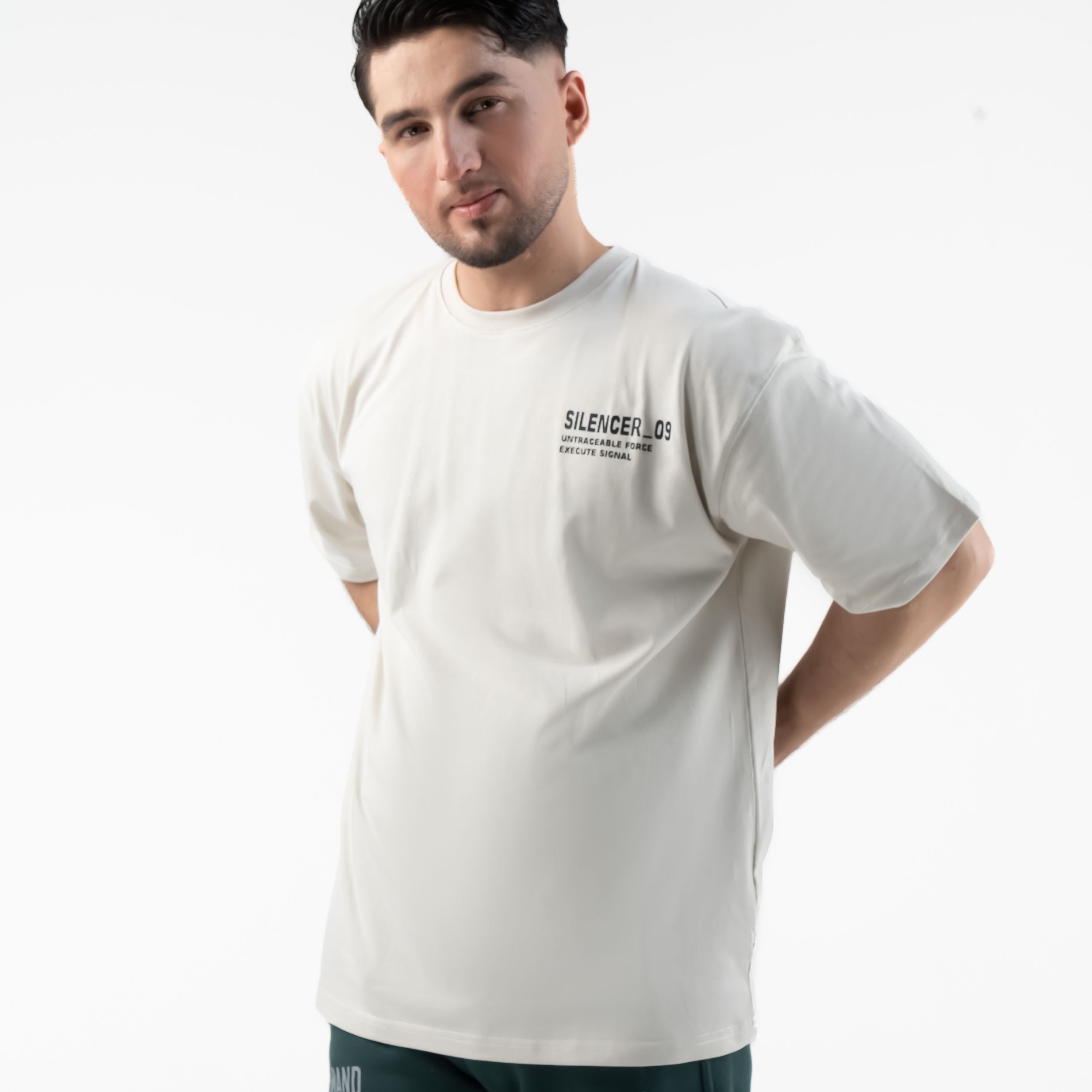 SILENCER 09 OVERSIZE TEE — TACTICAL BEIGE — back/alternate view, SILENCER 09 OVERSIZE TEE — TACTICAL BEIGE