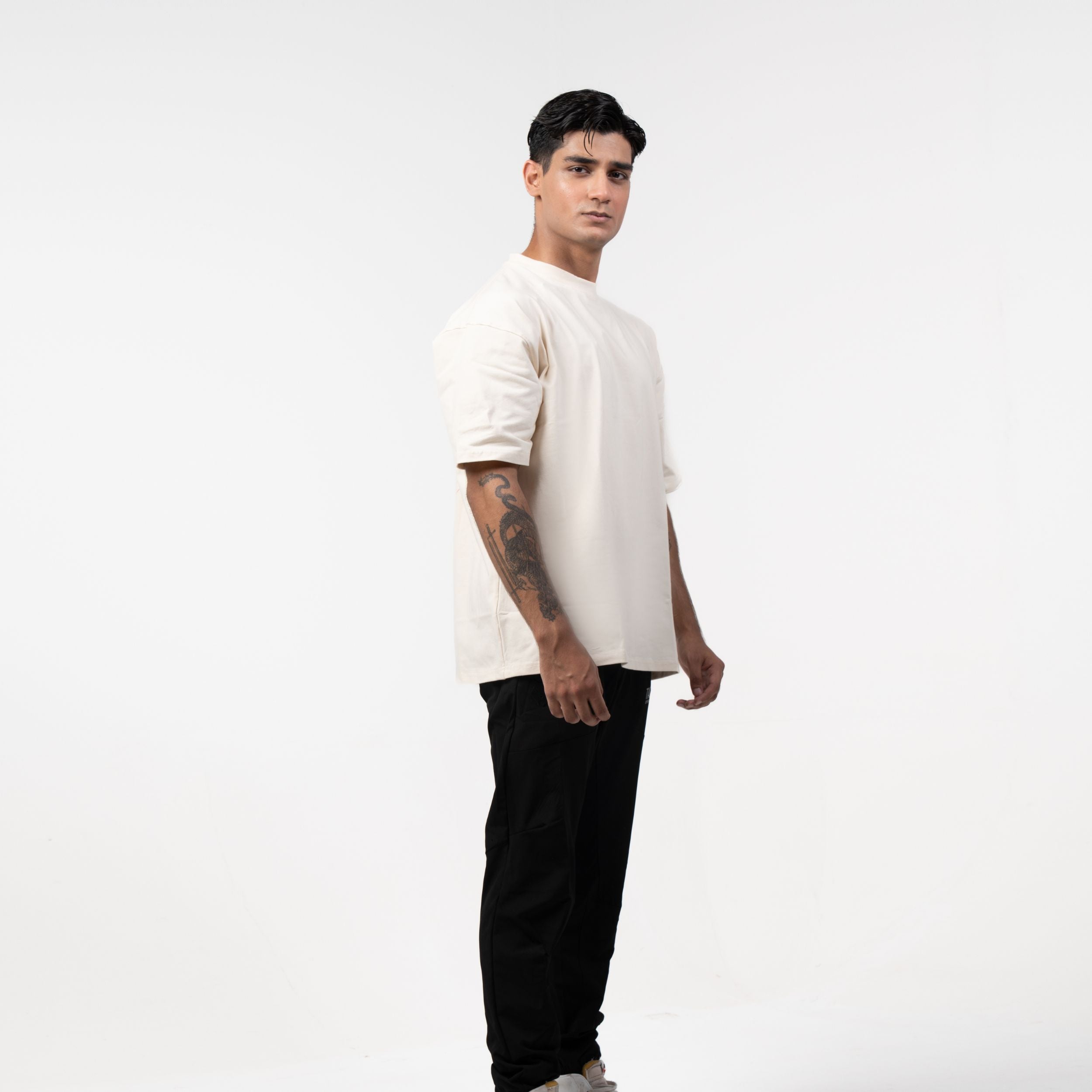 WOLFMODE_77 OVERSIZED TEE — BONE DUST — Additional angle (6)