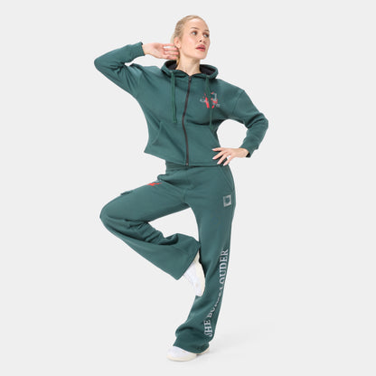 ALPHAFIRE CROP HOODIE — IRON FOREST