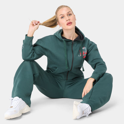 ALPHAFIRE CROP HOODIE — IRON FOREST — front view