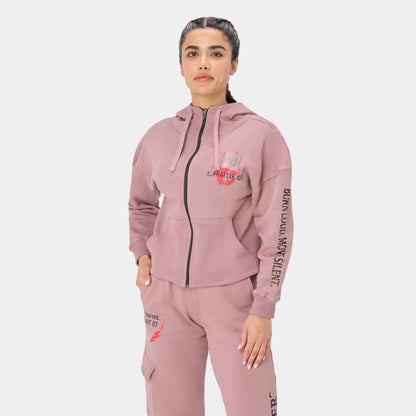 ALPHAFIRE CROP HOODIE — STORM ROSE