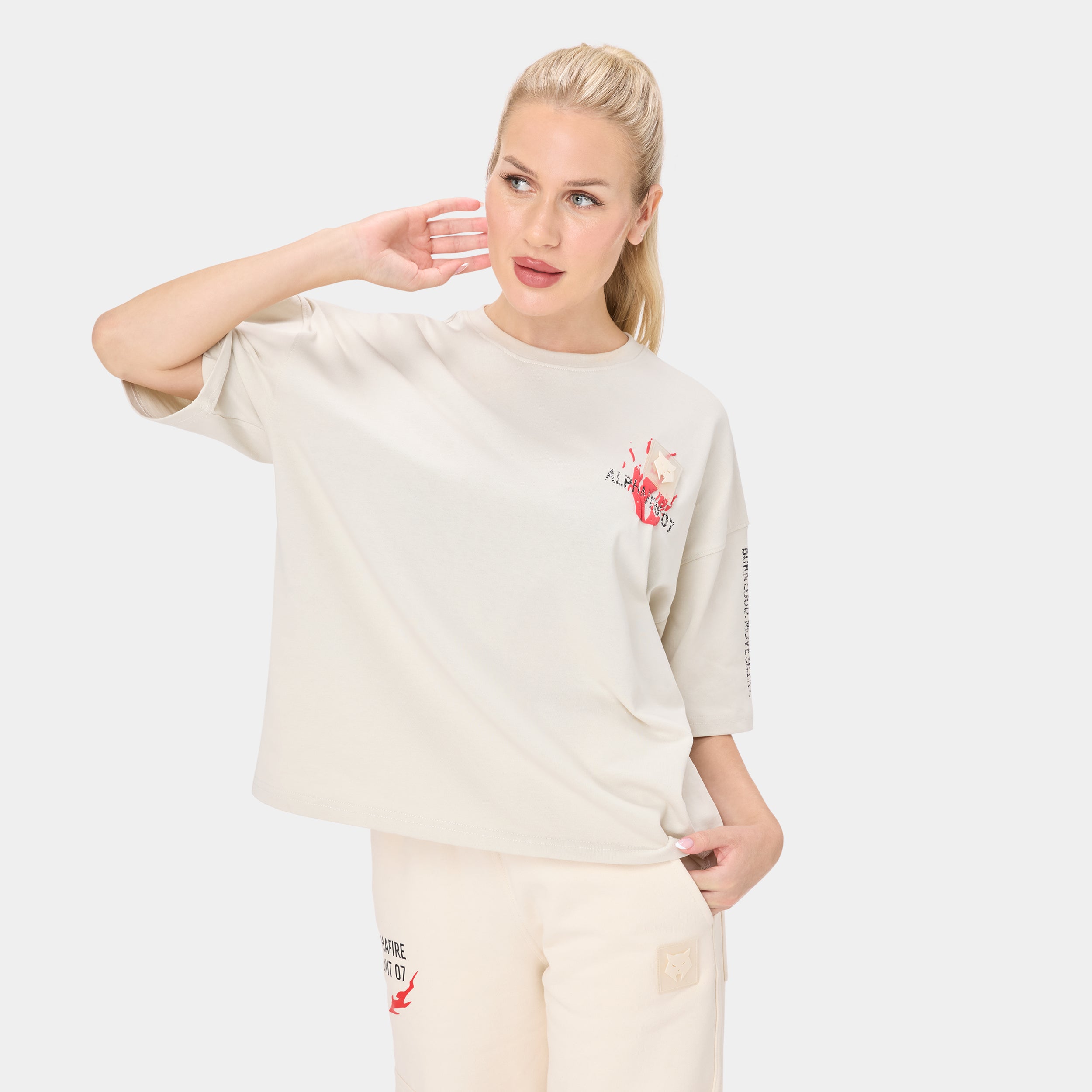 ALPHAFIRE OVERSIZED T-SHIRT — TACTICAL BIEGE