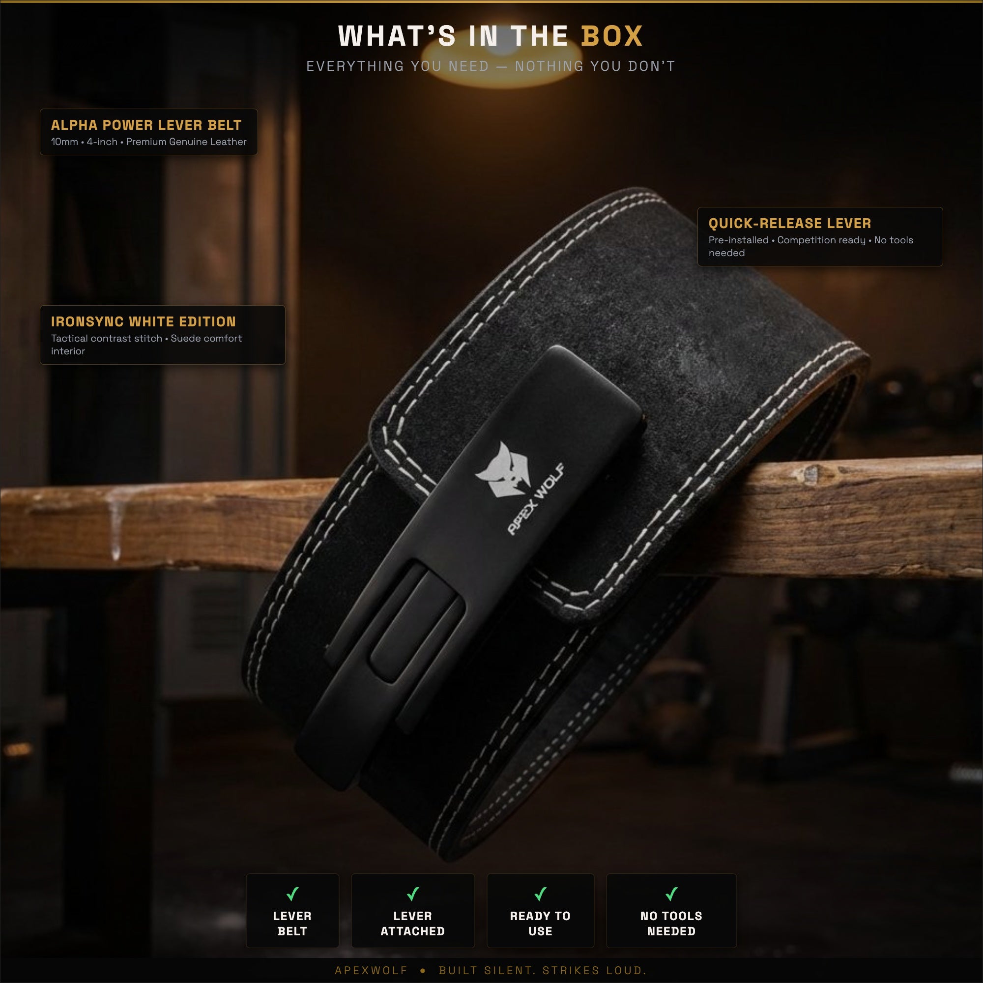 Alpha Power Lever Belt | White