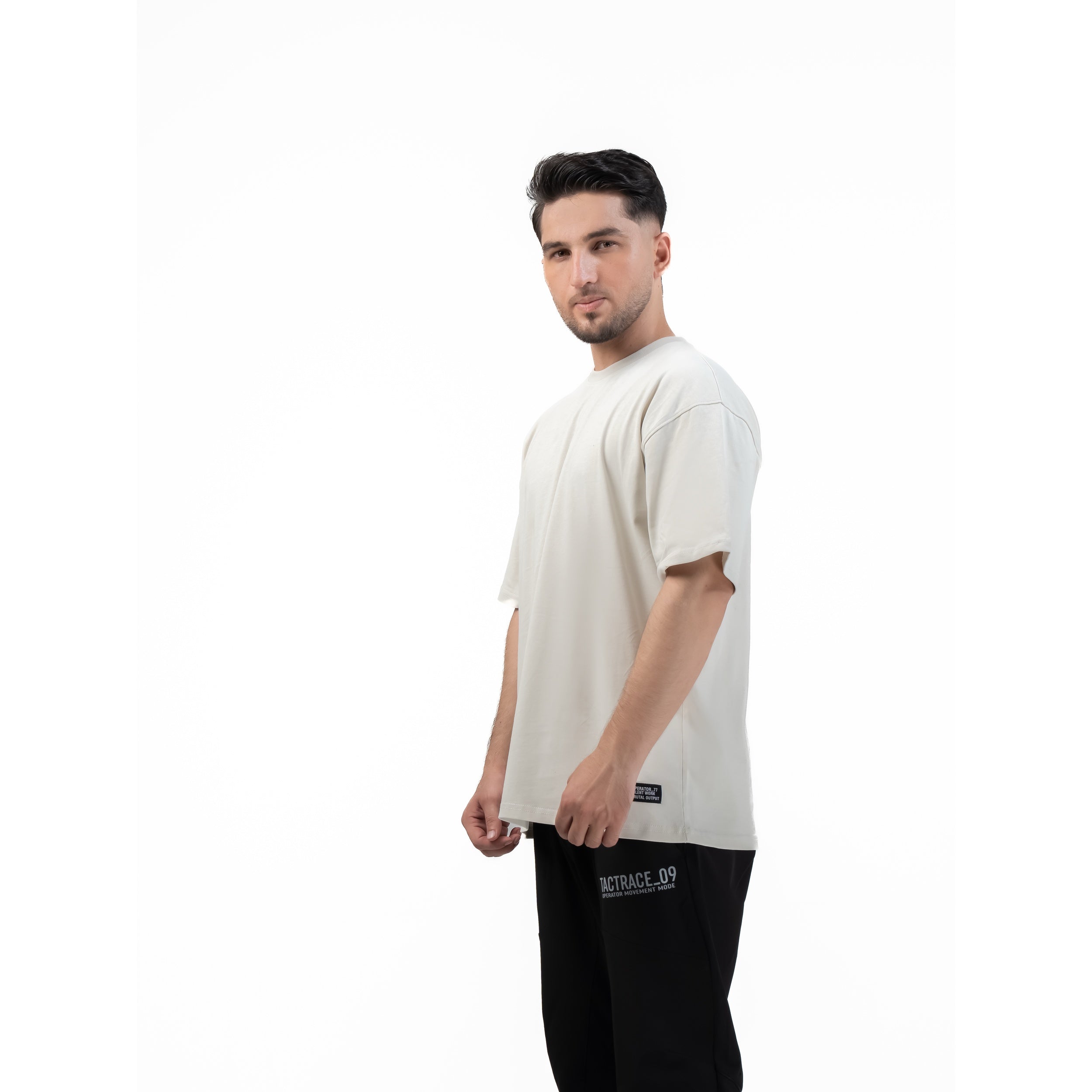 OPERATOR_77 OVERSIZED TEE — TACTICAL BIEGE