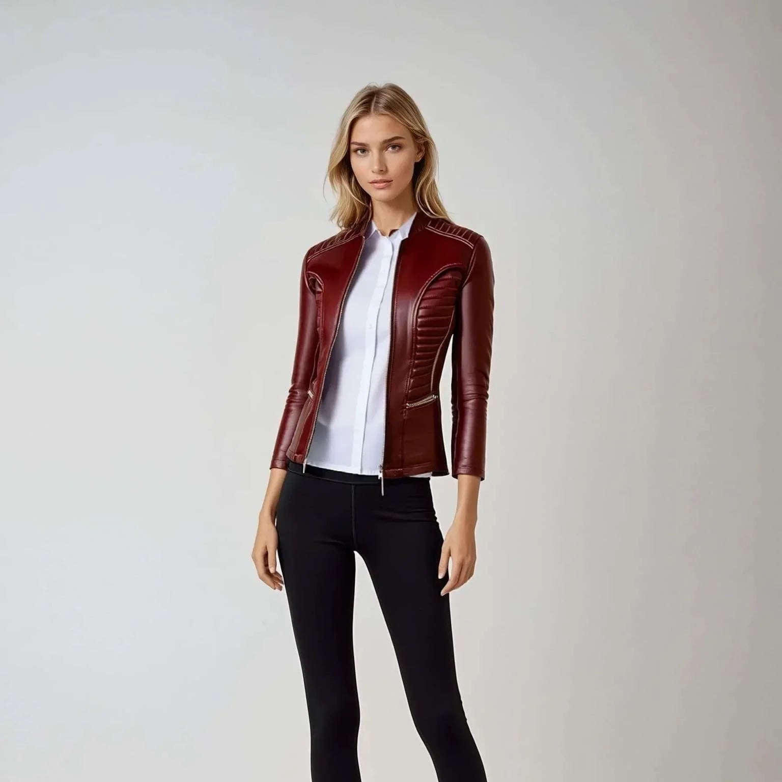 Valkyrie Burgundy Leather Jacket — Additional angle (16)