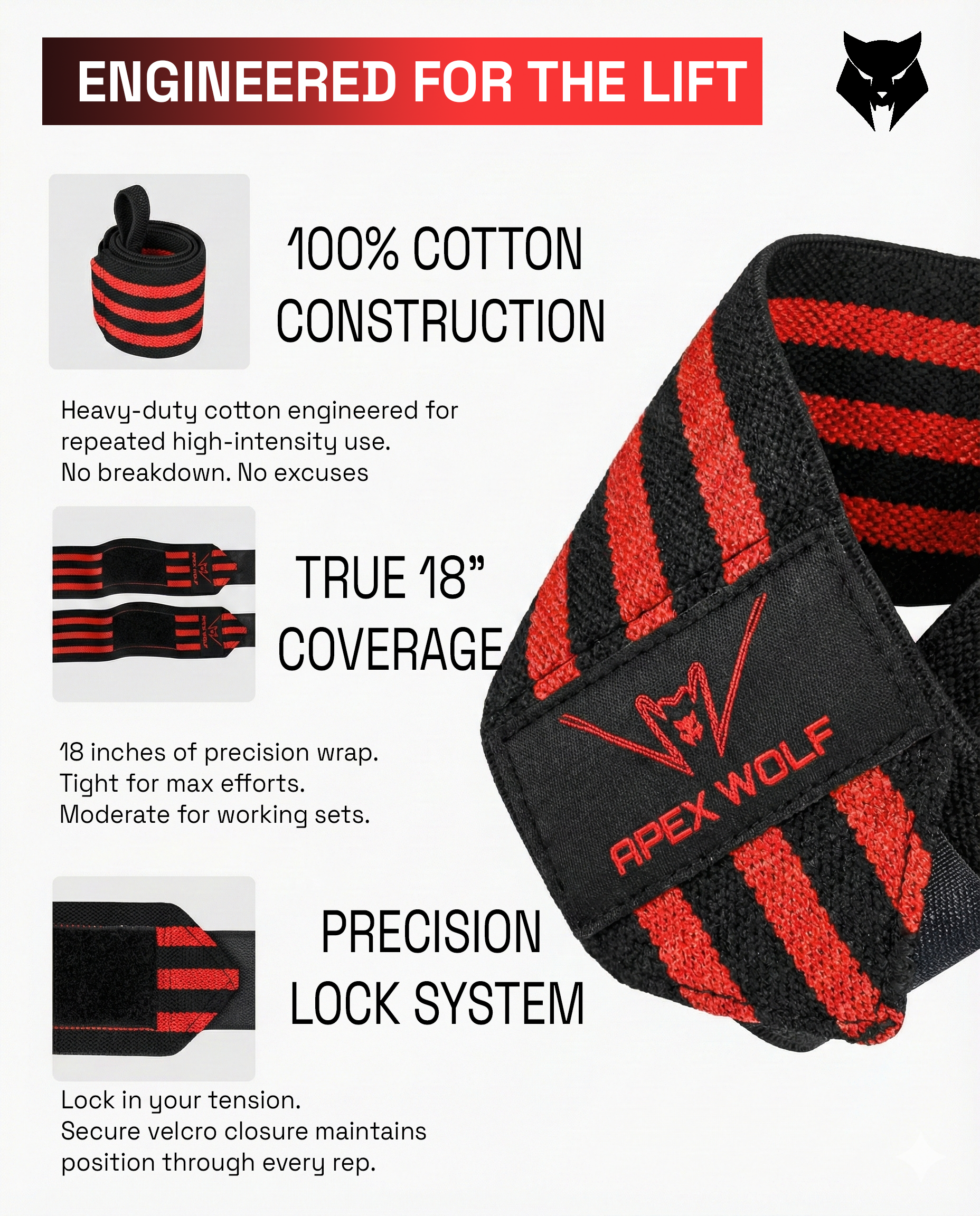 Battle Wrap Wrist Straps (Pair) - Red — alternate angle/detail