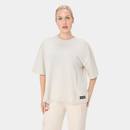 SHEWOLF_09 OVERSIZED TEE — TACTICAL BIEGE