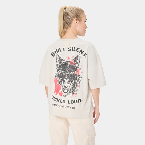 SHEWOLF_09 OVERSIZED TEE — TACTICAL BIEGE