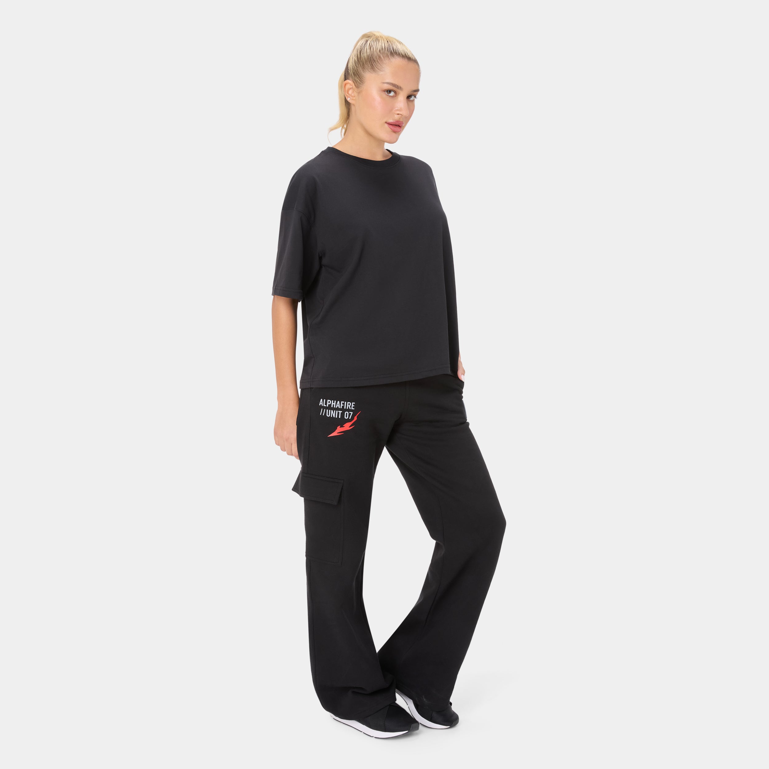 SHEWOLF_09 OVERSIZED TEE — WAR BLACK — angle 5 view, SHEWOLF_09 OVERSIZED TEE — WAR BLACK