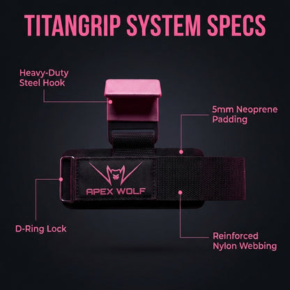 TitanGrip Lifting Hooks (Pair) - Stealth Pink — back view