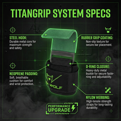 TitanGrip Lifting Hooks - Green — back view