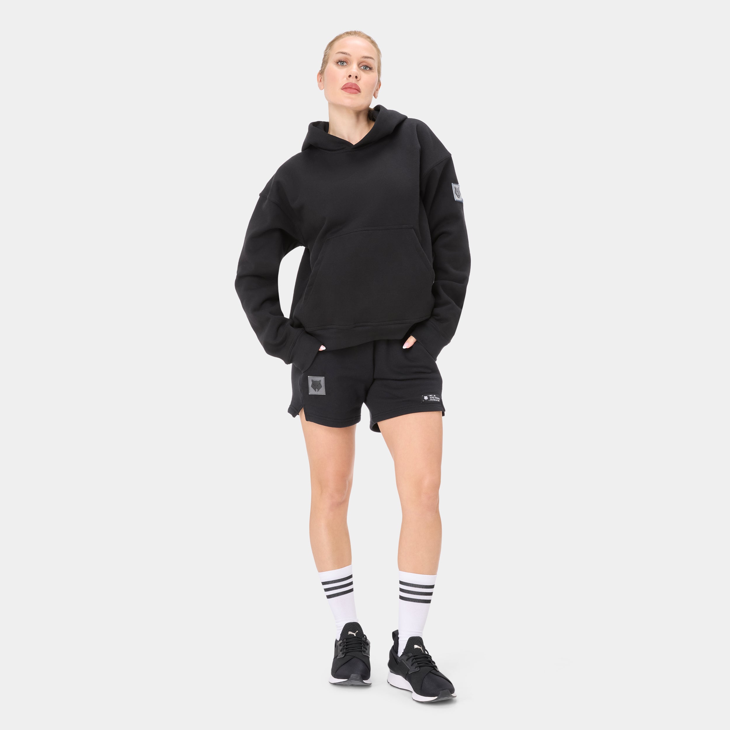 VOLTFEM_77 HOODIE — WAR  BLACK