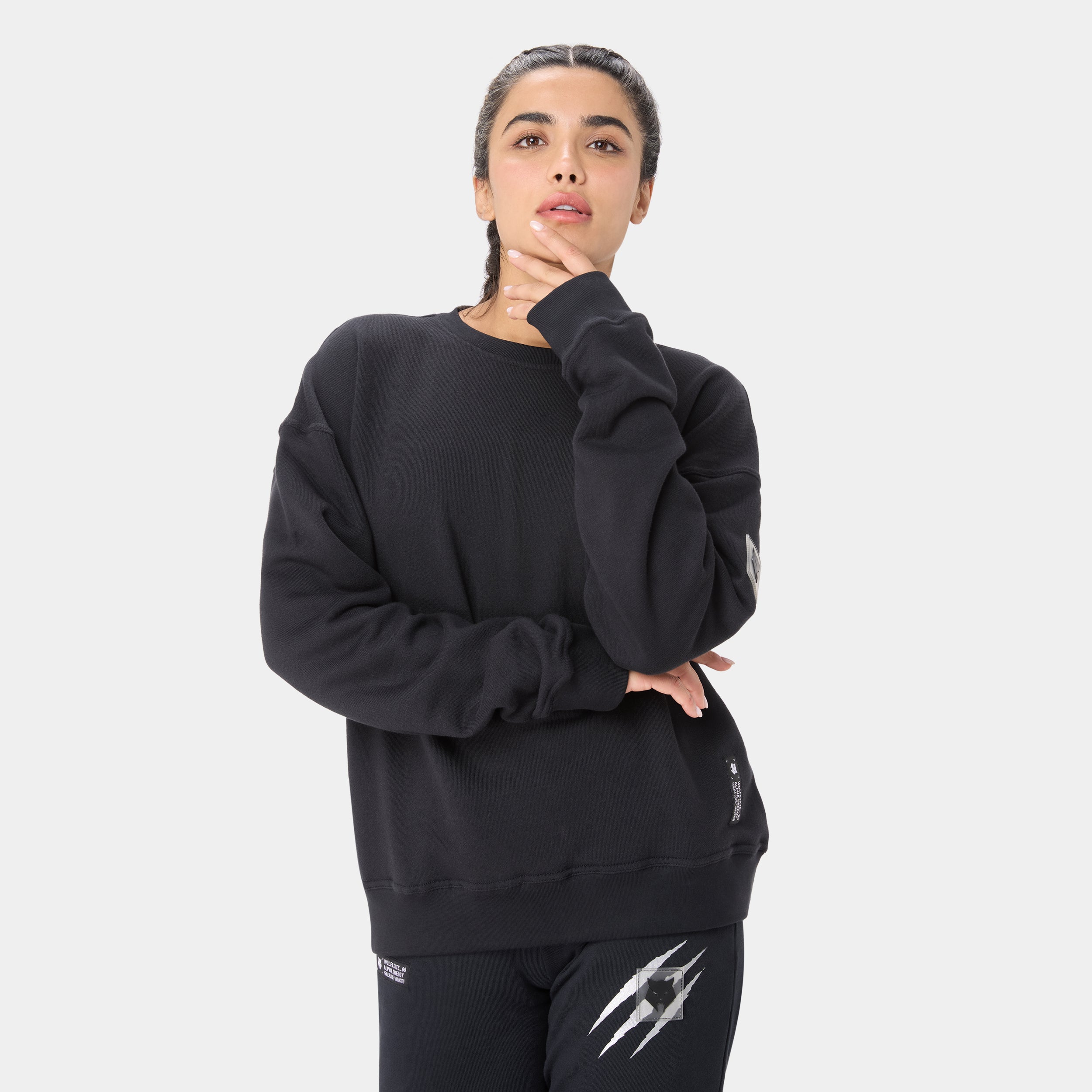 WOLFSTATE_99 CREWNECK — WAR BLACK — side detail