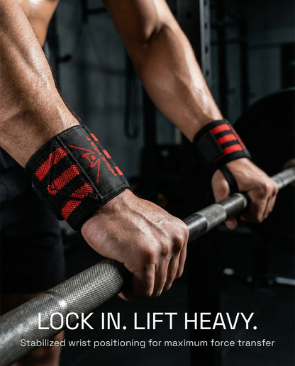 Battle Wrap Wrist Straps (Pair) - Red — back