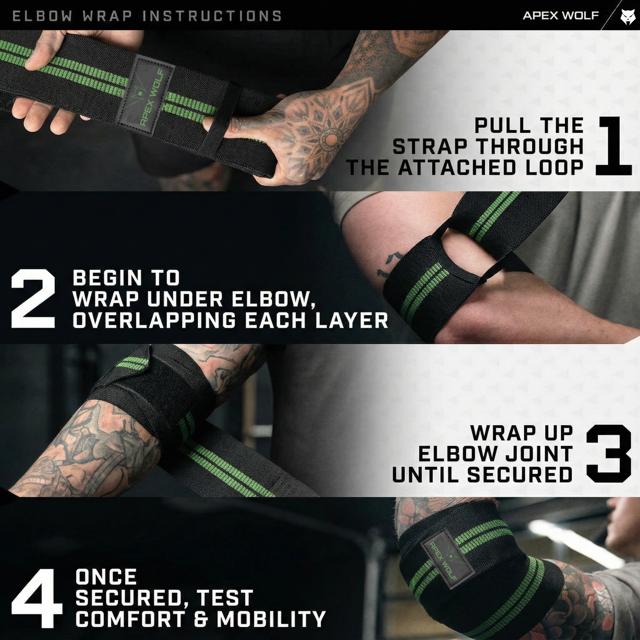 PowerLock Elbow Wraps (Pair) – Tactical Green — angle 4 view, PowerLock Elbow Wraps (Pair) – Tactical Green