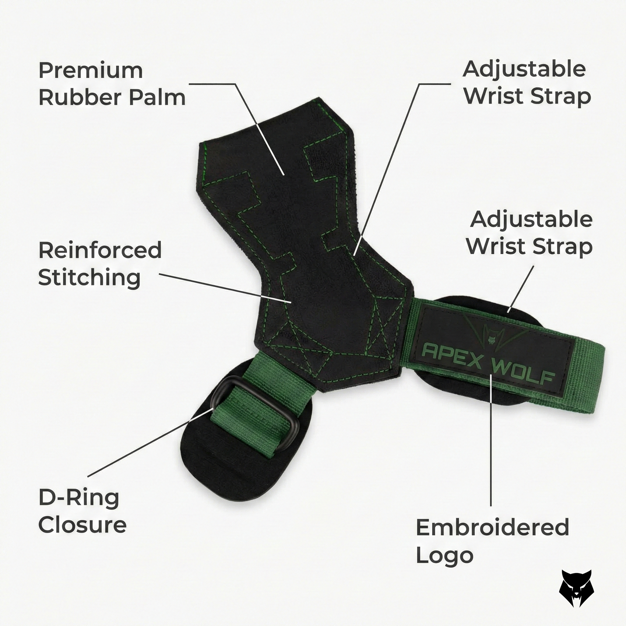 Iron Claw Lifting Grips (Pair) – Tactical Green — 'Additional angle #5'