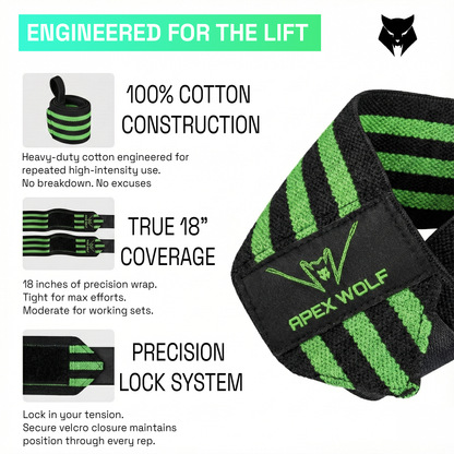 Battle Wrap Wrist Straps (Pair) – Green — alternate angle/detail
