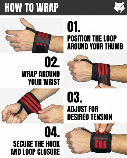 Battle Wrap Wrist Straps (Pair) - Red — alternate angle/detail
