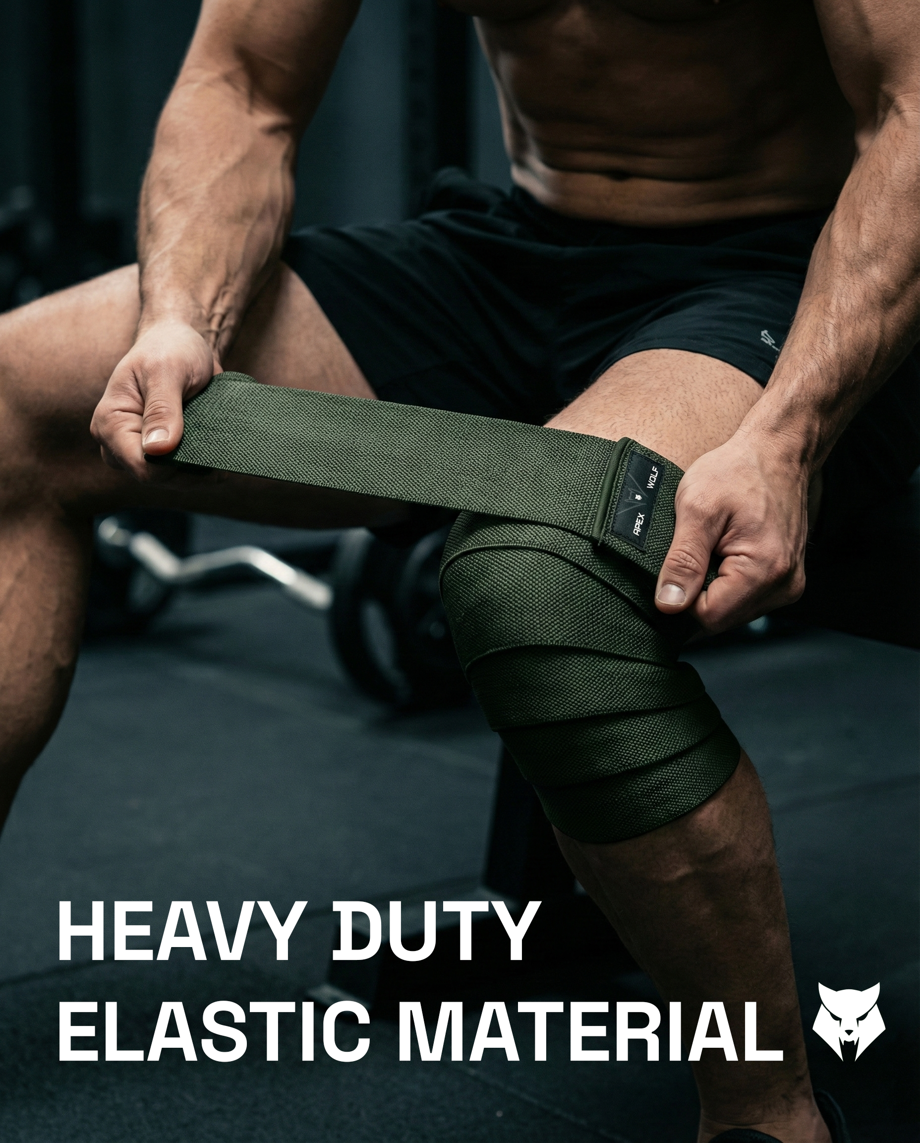 FortiFlex Knee Wraps (Pair) – Tactical Green — Back/alternate angle