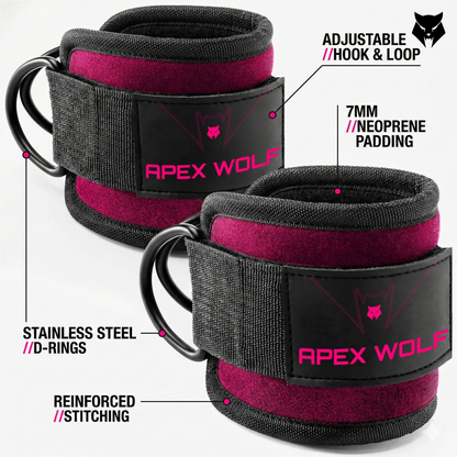 Power Grip Ankle Strap (Pair) - Stealth Pink — angle 6 view, Power Grip Ankle Strap (Pair) - Stealth Pink